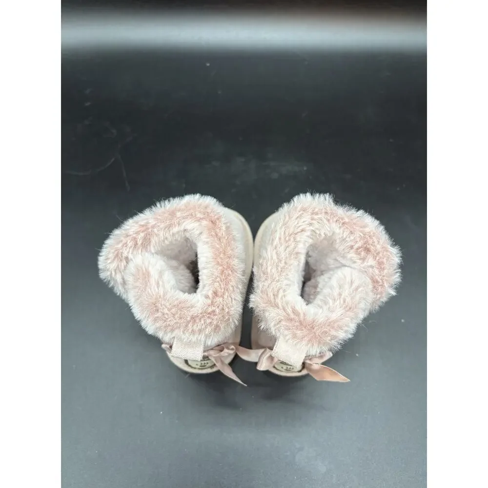 Bearpaw Bow Pink Casual Fur Lined Boots Toddlers Size 3